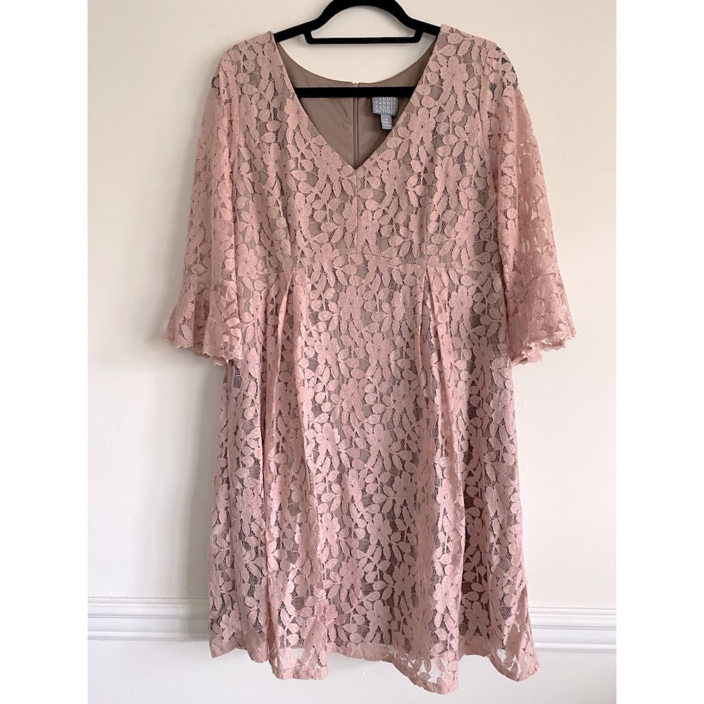 Rabbit Rabbit Rabbit Light Pink Blush Dress with Bell Sleeves - Size 16